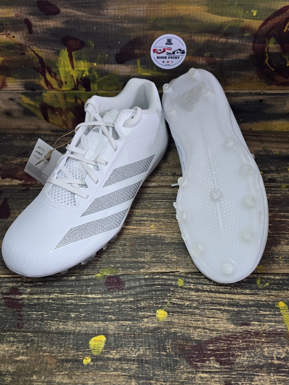 NEW Adidas Men's Sz 10.5 Adizero Electric 2 White Silver Football Cleats IF1903 - Picture 7 of 8